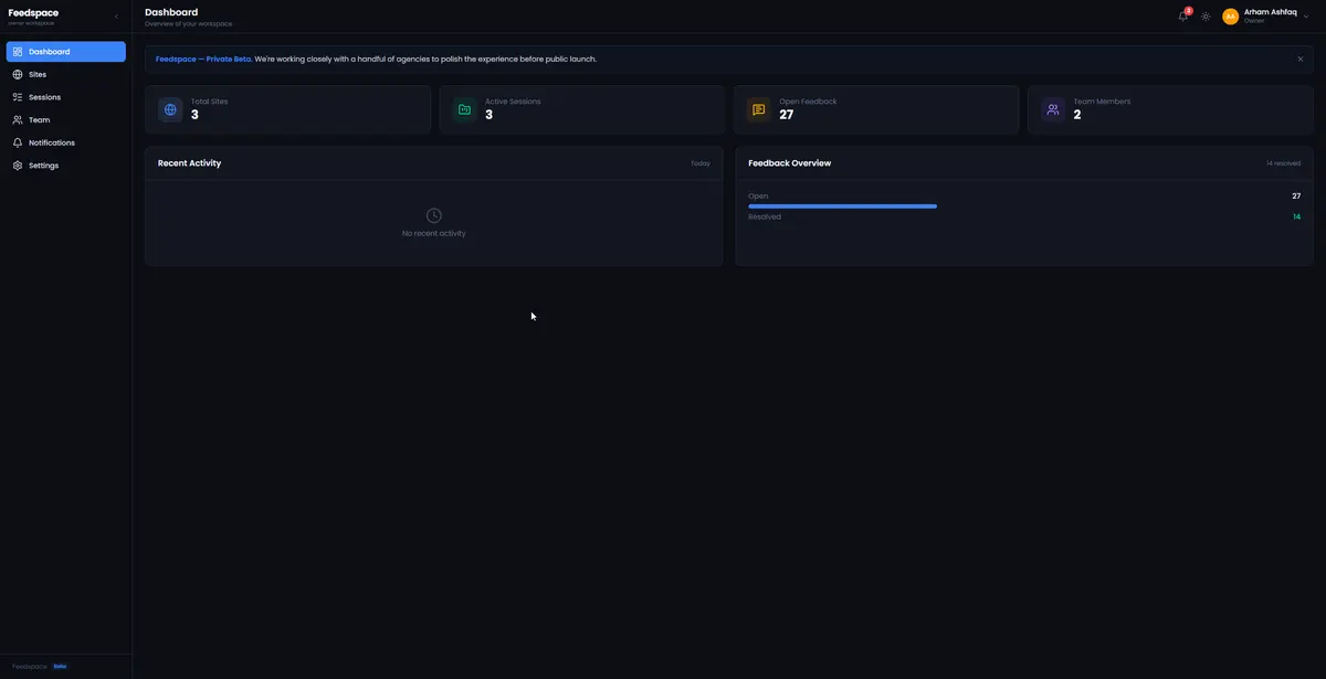 Feeddash SaaS Stats Dashboard